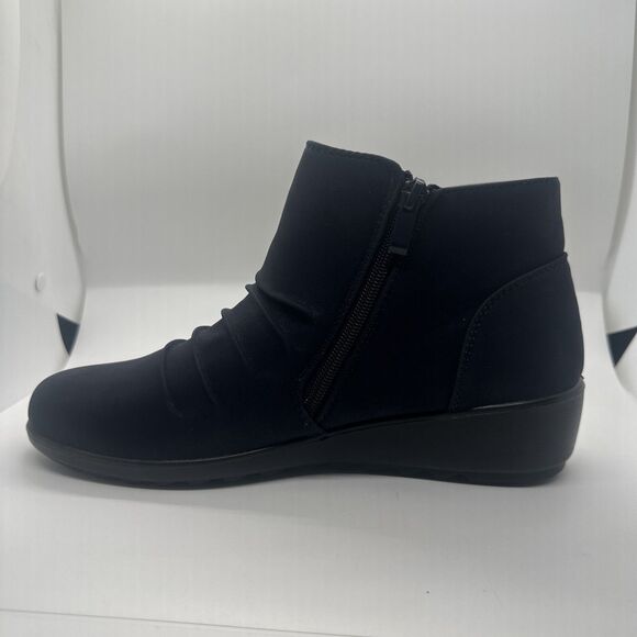 Judith Women's Size 10 M Ruched Wedge Booties Navy Blue Boots - Picture 5 of 13